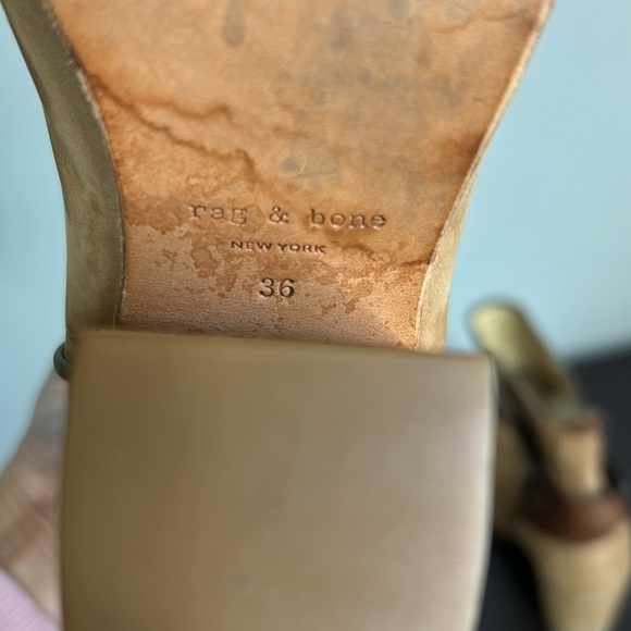 Rag and Bone Harrow Nubuck Suede Ankle Boot Camel Chunky Heel Booties Sz 36 or 6 - Picture 11 of 16